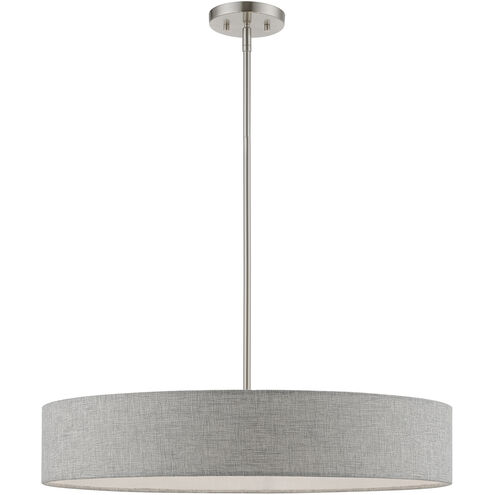 Elmhurst 5 Light 26 inch Brushed Nickel with Shiny White Accents Pendant Ceiling Light, Large