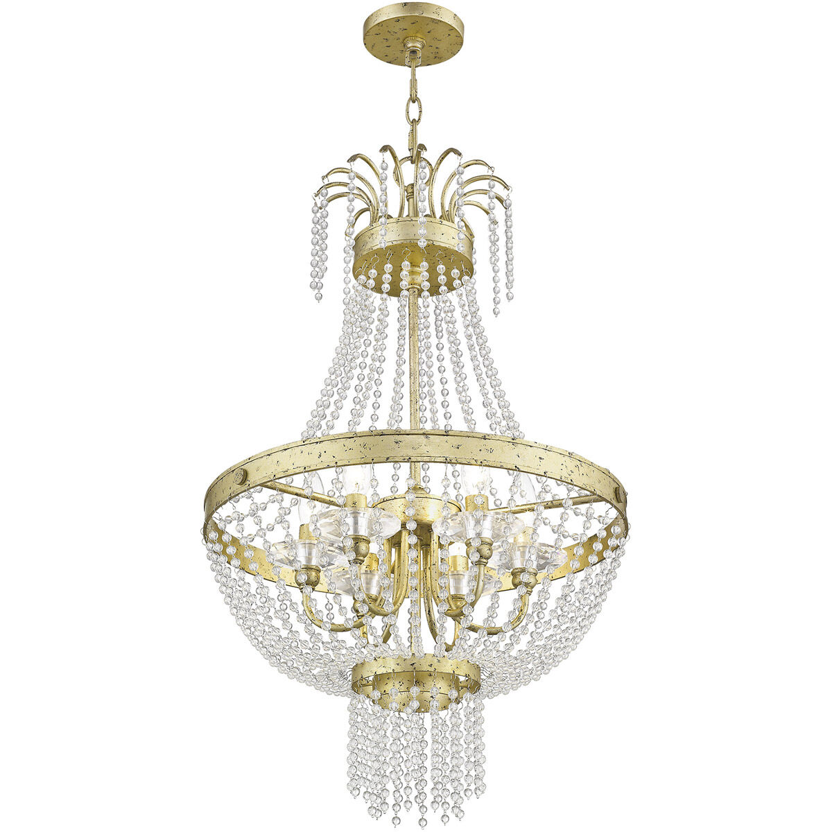 Valentina 6 Light 18 inch Hand Applied Winter Gold Pendant Ceiling Light