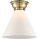Aditi X-Large Cone 1 Light 12 inch Antique Brass Flush Mount Ceiling Light in Incandescent, Matte White Glass, Aditi