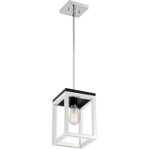 Cakewalk 1 Light 7 inch Polished Nickel and Black Accents Pendant Ceiling Light