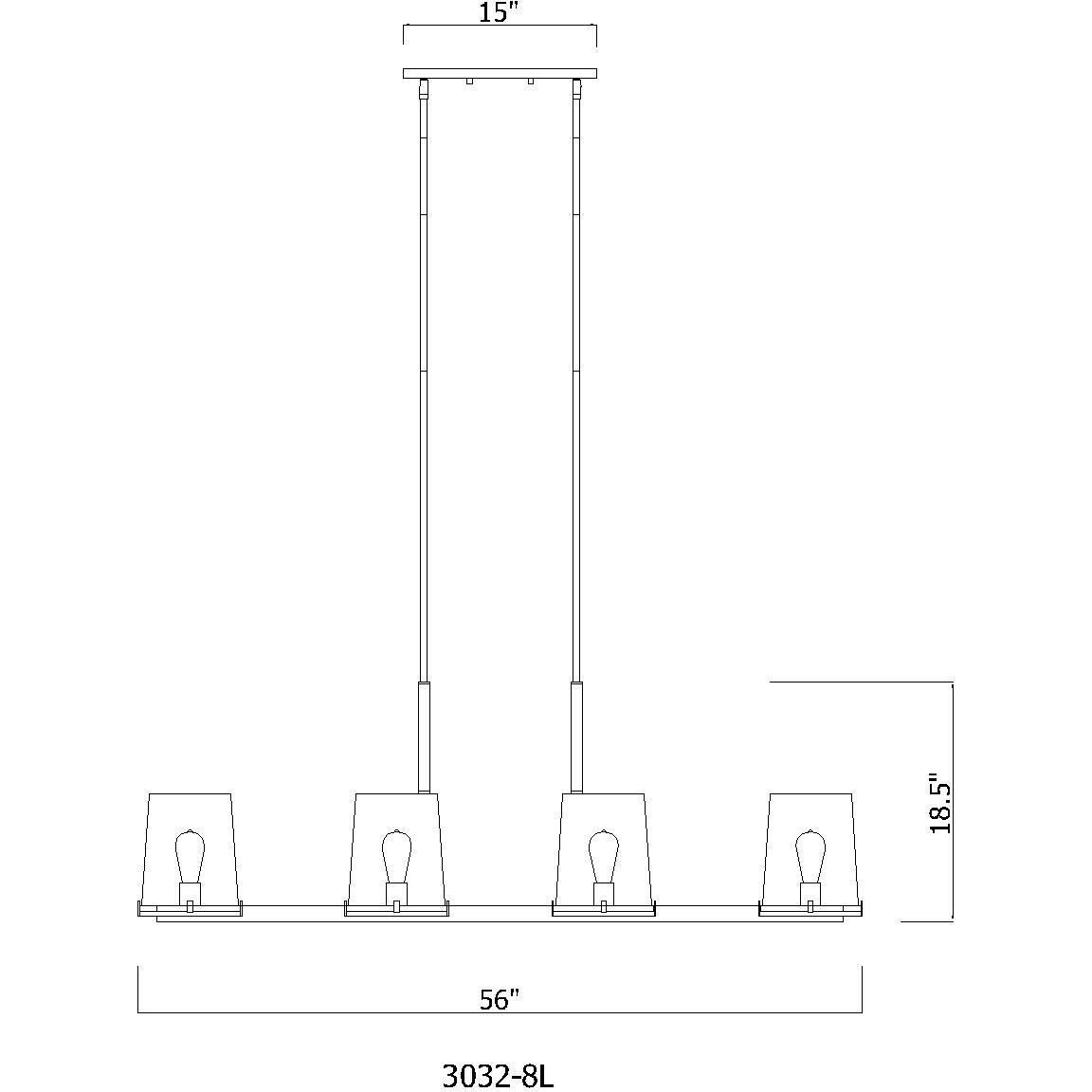 Callista 8 Light 56 inch Rubbed Brass Linear Chandelier Ceiling Light