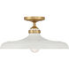 Crowne 1 Light 16 inch Legacy Brass and Off White Cream Semi Flush Ceiling Light
