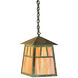 Raymond 1 Light 9.88 inch Mission Brown Pendant Ceiling Light in Gold White Iridescent