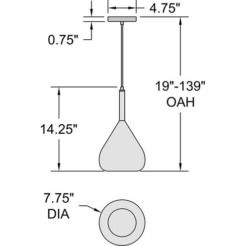 Ray LED 7.75 inch Chrome and Clear and Frosted White Pendant Ceiling Light