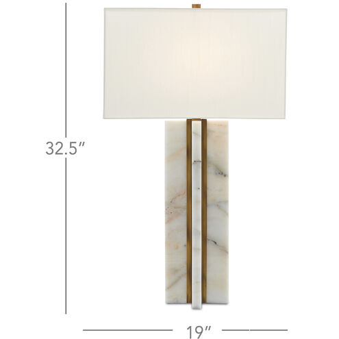 Khalil 32.5 inch 150 watt Marble/Antique Brass Table Lamp Portable Light
