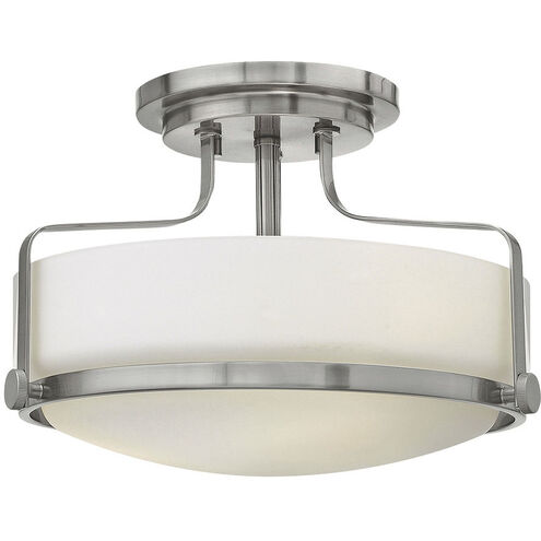 Harper LED 15 inch Brushed Nickel Indoor Semi-Flush Mount Ceiling Light in Etched Opal