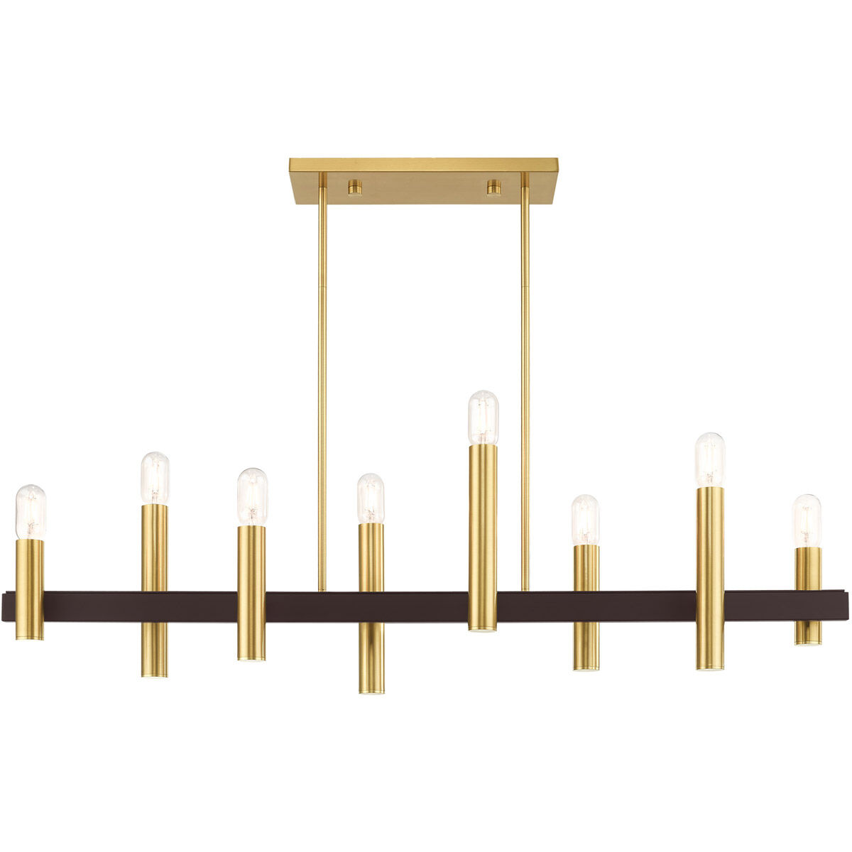 Helsinki 8 Light 10 inch Satin Brass with Bronze Accents Chandelier Ceiling Light