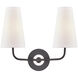 Merri 2 Light 15.75 inch Polished Nickel / Black Wall Sconce Wall Light in Polished Nickel and Black