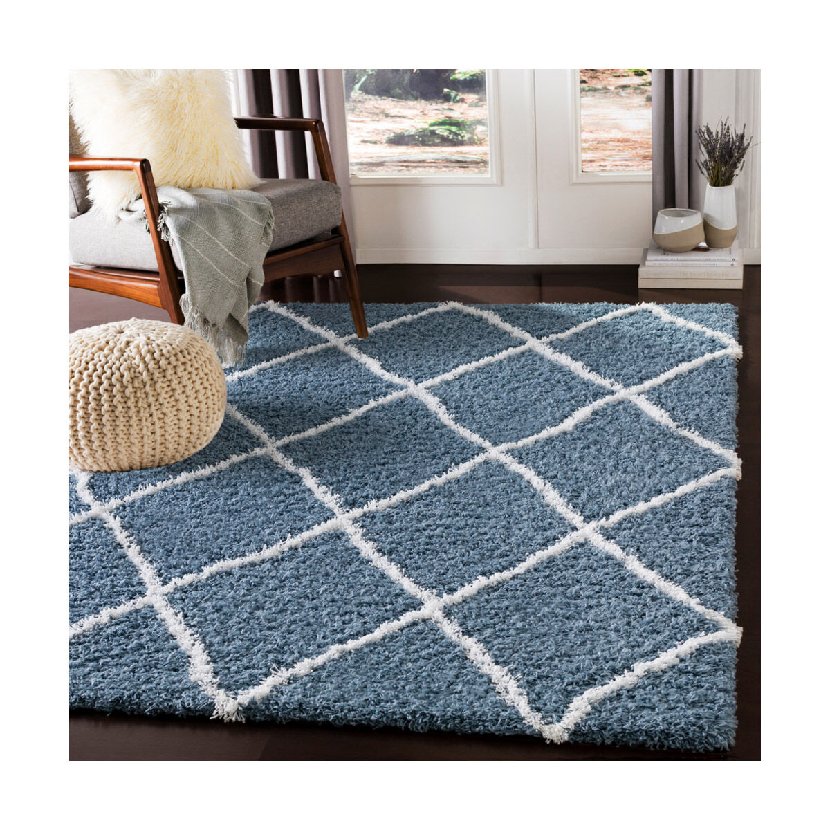 Urban Shag 35 X 24 inch Denim/White Rugs, Rectangle