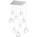 Gem LED 30.1 inch Beige Silver Chandelier Ceiling Light in Metallic Beige Silver, Clear, 2700K LED, Square Multi-Port