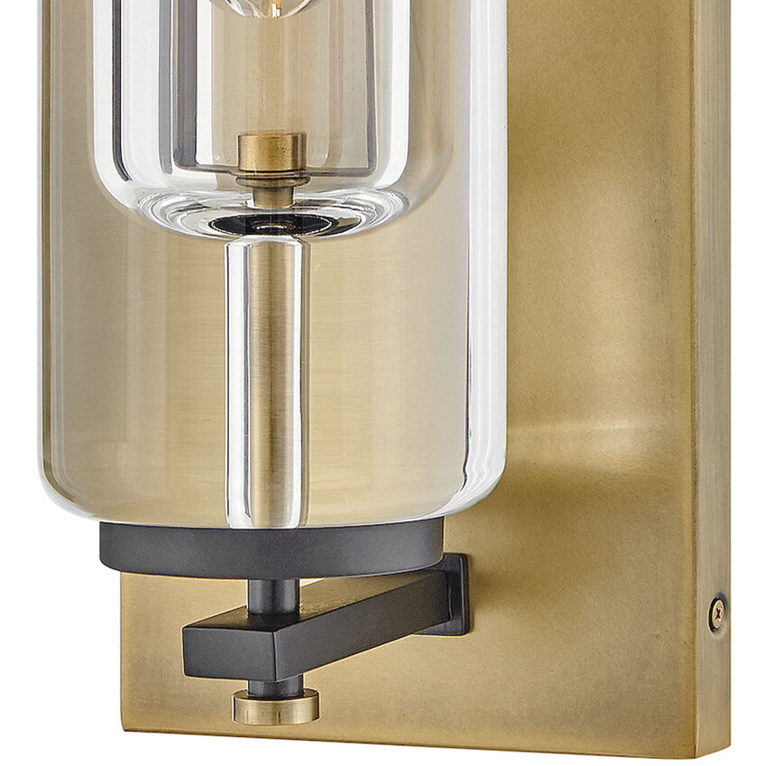 Lourde 1 Light 18 inch Heritage Brass with Black Outdoor Wall Mount