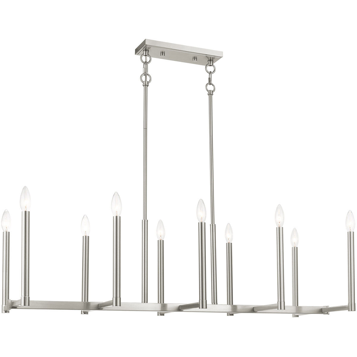 Alpine 10 Light 43 inch Brushed Nickel Linear Chandelier Ceiling Light