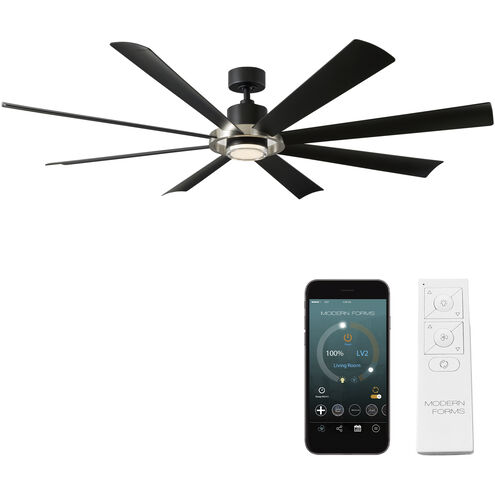 Aura 72 inch Brushed Nickel Matte Black with Matte Black Blades Downrod Ceiling Fan in 3500K, Brushed Nickel and Matte Black