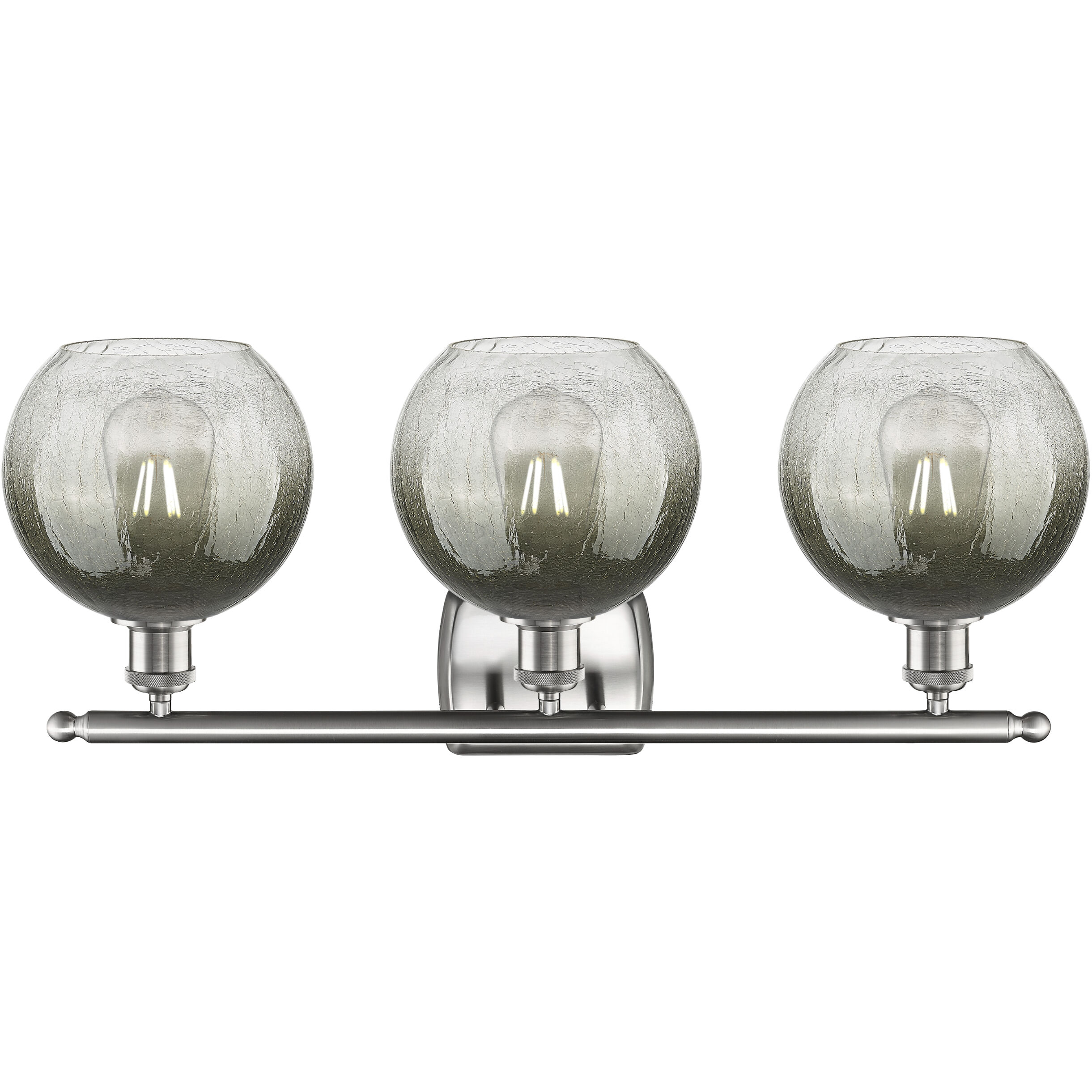 Ballston Brookhaven Globe 3 Light 28 inch Brushed Satin Nickel Bath Vanity Light Wall Light in Slate Glass