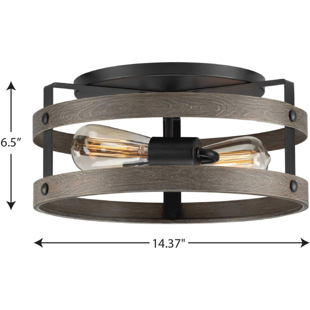 Gulliver 2 Light 14 inch Graphite Flush Mount Ceiling Light