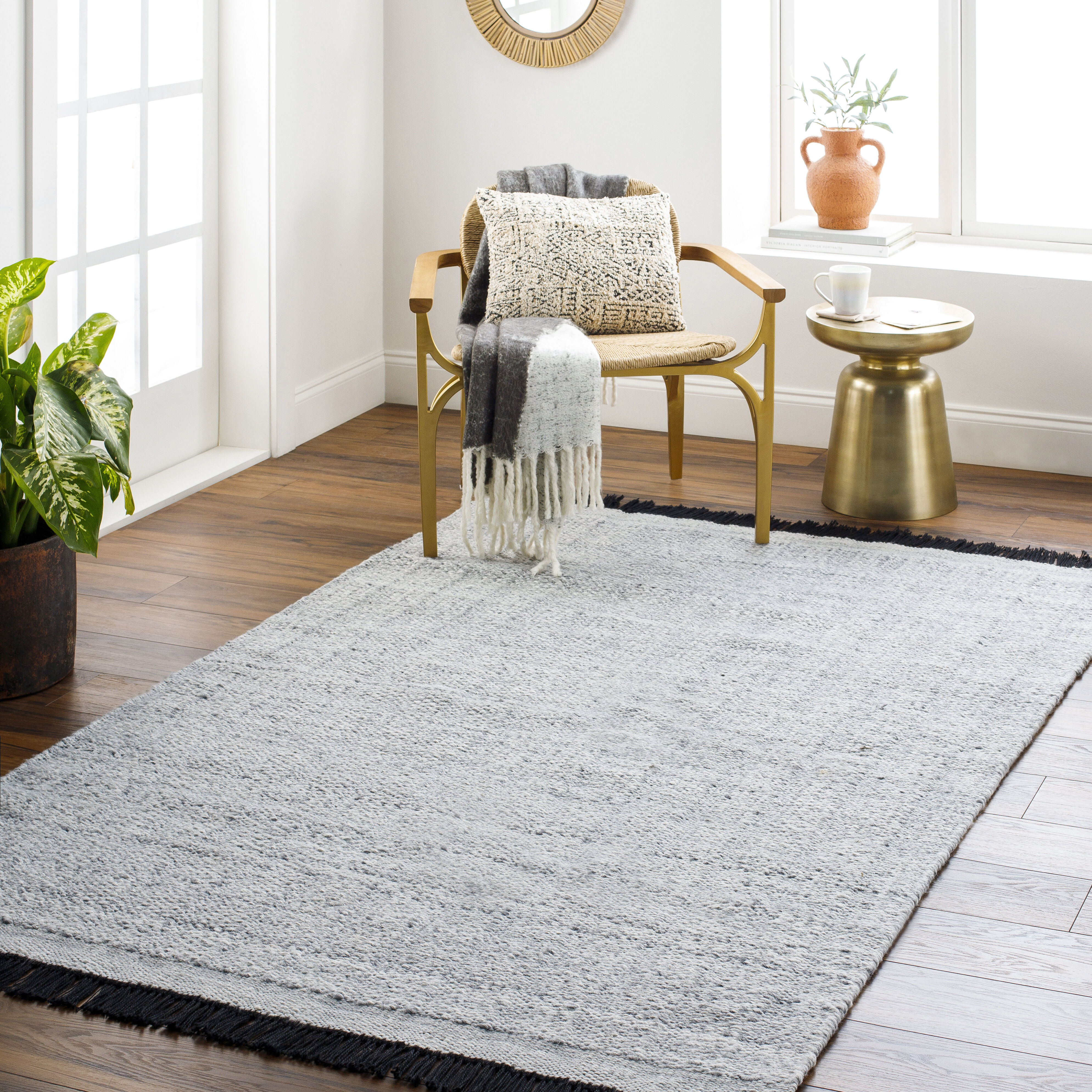 Clover 36 X 24 inch Black Rug, Rectangle