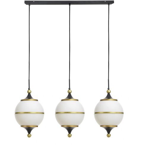 Benedict LED 39.5 inch Black and Brass and White Milk Glass Chandelier Ceiling Light