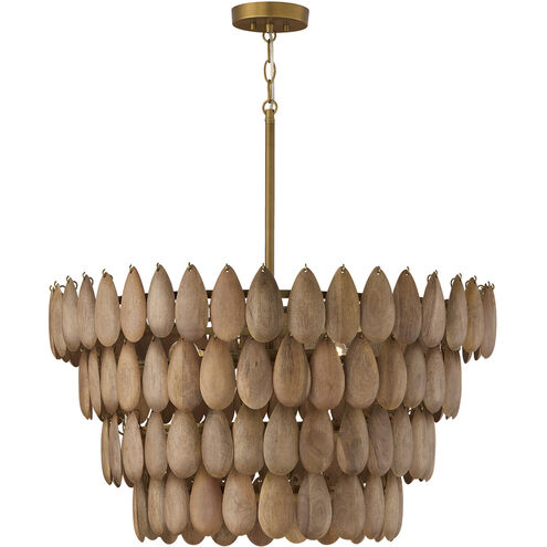 Ravi 4 Light 28.75 inch Light Wood and Patinaed Brass Pendant Ceiling Light