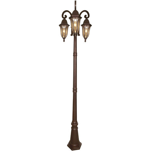 Berkshire 3 Light 89 inch Burnished Antique Copper Outdoor Post Lantern, Post Included