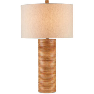 Salome 31.5 inch 150 watt Brass/Natural Rattan Table Lamp Portable Light