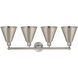 Ballston Cone 4 Light 35 inch Satin Nickel Bath Vanity Light Wall Light