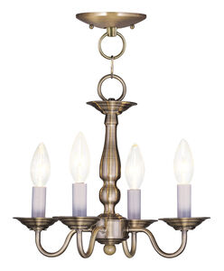 Williamsburgh 4 Light 13 inch Antique Brass Convertible Mini Chandelier/Ceiling Mount Ceiling Light