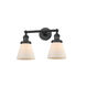 Franklin Restoration Small Cone LED 16 inch Matte Black Bath Vanity Light Wall Light in Matte White Glass, Franklin Restoration