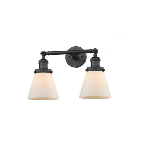 Franklin Restoration Small Cone LED 16 inch Matte Black Bath Vanity Light Wall Light in Matte White Glass, Franklin Restoration