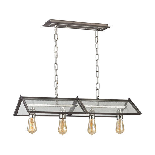 Cuba 4 Light 13 inch Polished Nickel with Weathered Zinc Chandelier Ceiling Light