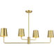 Contemporary 4 Light 42 inch Natural Brass Linear Chandelier Ceiling Light