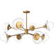 Alora Mood Francesca 8 Light 40 inch Aged Gold/Clear Glass Chandelier Ceiling Light