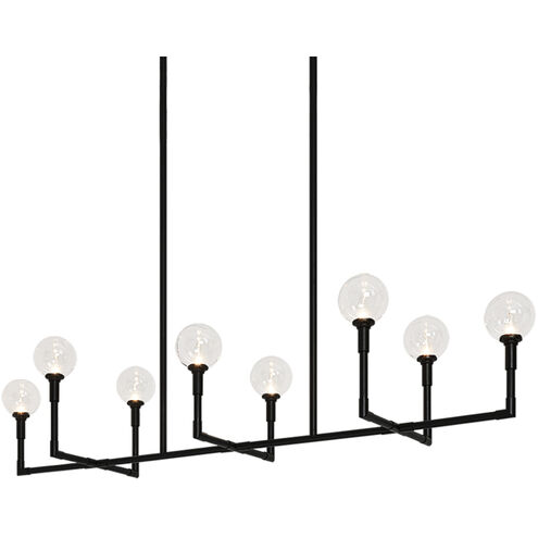 Candlestix 8 Light 18.13 inch Black Chandelier Ceiling Light in Black and Clear