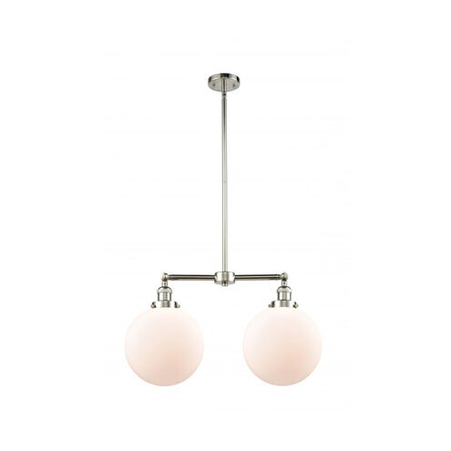 Franklin Restoration X-Large Beacon 2 Light 25 inch Polished Nickel Island Light Ceiling Light in Matte White Glass, Franklin Restoration