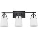 Foster 3 Light 22.75 inch Black Bath Light Wall Light in Etched Opal