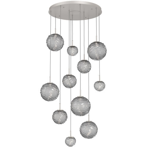 Gaia LED 36 inch Beige Silver Multi-Pendant Ceiling Light in 3000K LED, Smoke