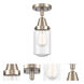 Franklin Restoration Dover 1 Light 4.5 inch Brushed Satin Nickel Flush Mount Ceiling Light in Seedy Glass