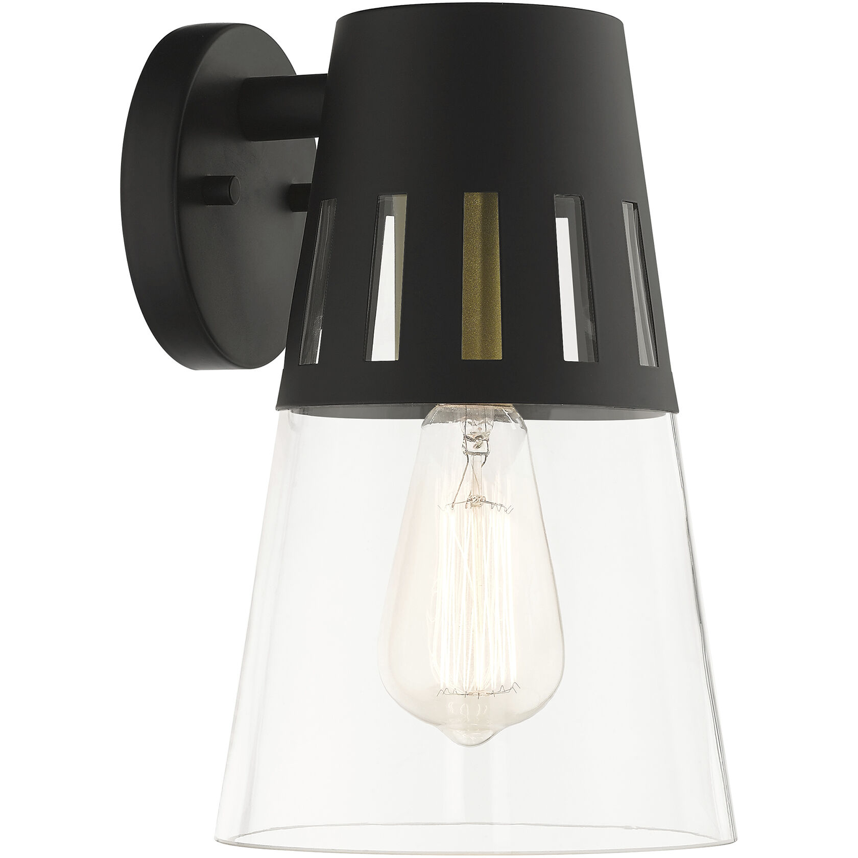 Covington 1 Light 11 inch Black with Soft Gold Finish Accents Outdoor Wall Lantern, Medium