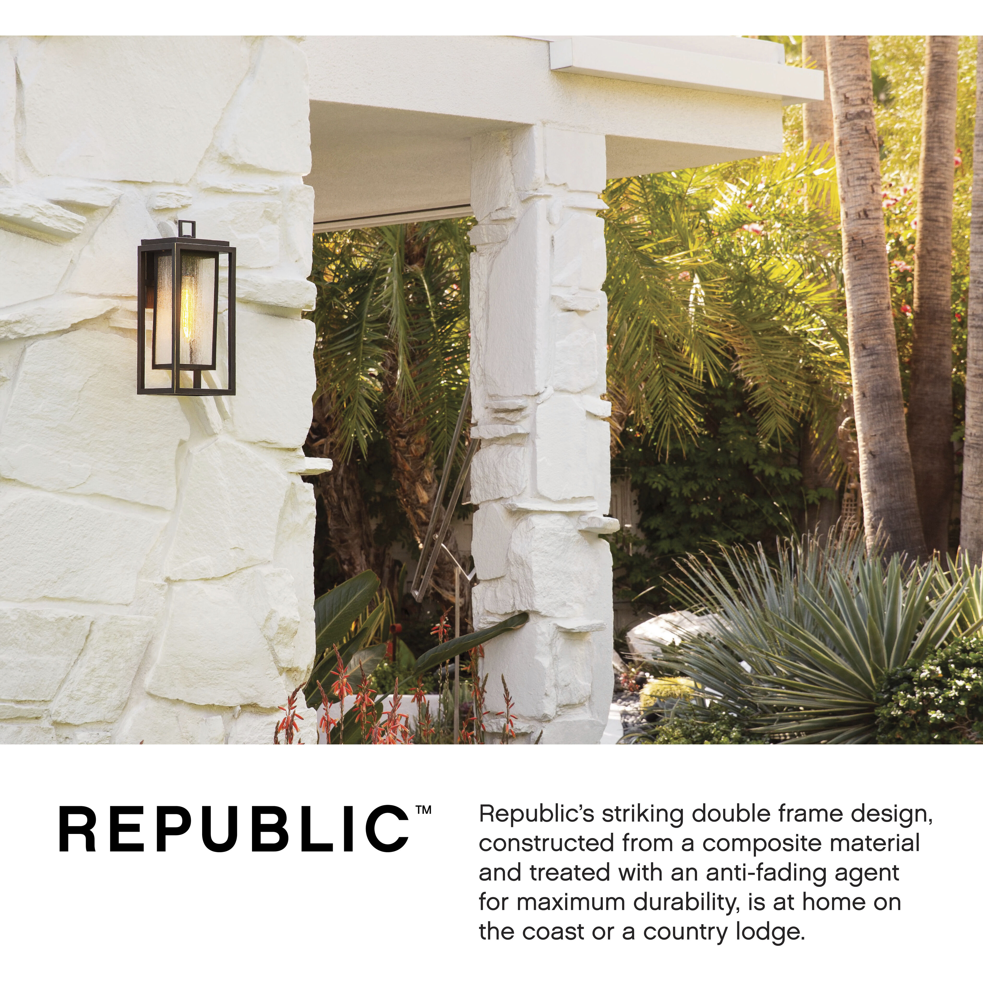 Coastal Elements Republic LED 20 inch Black Outdoor Wall Mount Lantern Estate Series