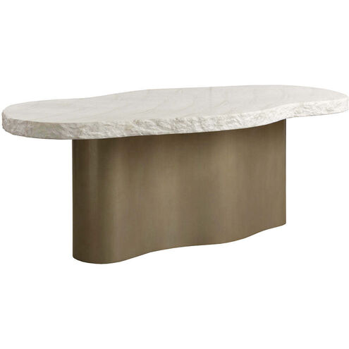Idris 85.5 X 48 inch Antique Brass with Cream Outdoor Dining Table