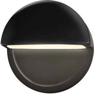 Ambiance LED 8 inch Gloss Black with Matte White ADA Wall Sconce Wall Light, Closed Top Fixture, Dome