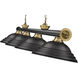 Cordon 4 Light 81.75 inch Matte Black and Rubbed Brass Billiard Ceiling Light in Matte Black Steel