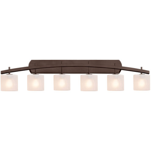 Fusion 6 Light 55.5 inch Dark Bronze Bath Bar Wall Light in Oval, Incandescent, Frosted Crackle Fusion