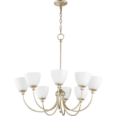 Celeste 8 Light 32 inch Aged Silver Leaf Chandelier Ceiling Light, Satin Opal