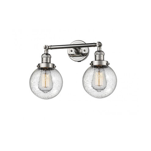 Franklin Restoration Beacon LED 17 inch Polished Nickel Bath Vanity Light Wall Light in Seedy Glass, Franklin Restoration