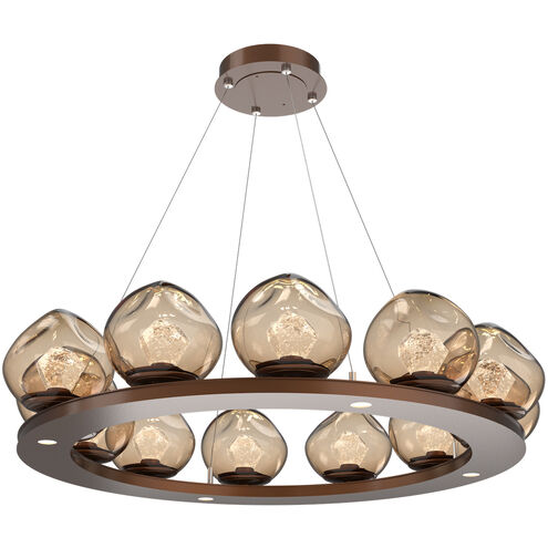 Luna LED Burnished Bronze Multi-Pendant Ceiling Light in 2700K LED, Zircon Inner - Bronze Outer