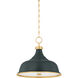Painted No. 1 3 Light 18.25 inch Aged Brass/Soft Studio Green Pendant Ceiling Light