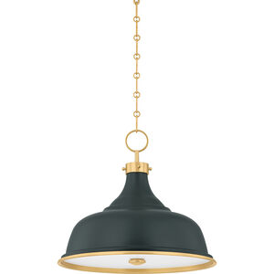 Painted No. 1 3 Light 18.25 inch Aged Brass/Soft Studio Green Pendant Ceiling Light