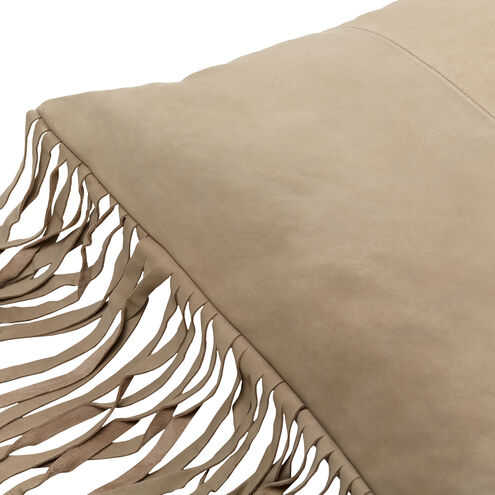 Suede Fringe 20 inch Tan Pillow Kit, Square