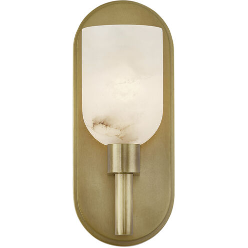 Lucian 1 Light 3.63 inch Vintage Brass Bath Vanity Light Wall Light in Vintage Brass and Alabaster