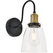 Felicity 1 Light 6 inch Brass and Black Wall Sconce Wall Light